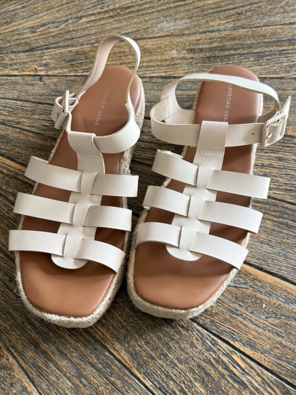 American Eagle Outfitters Cream Strappy Espadrille Sandals